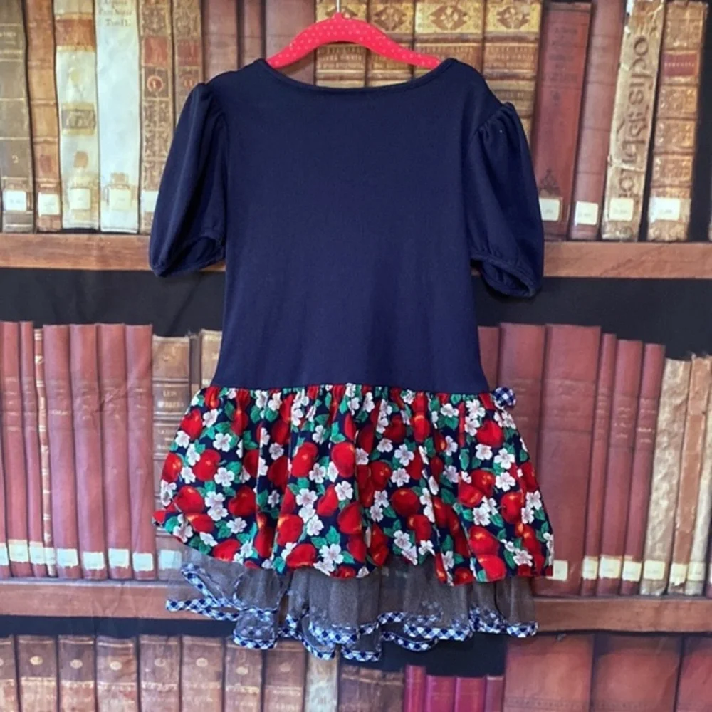 Vintage Bonnie Jean Apple Blossom Ruffle Dress Girls Size 6 Cottagecore